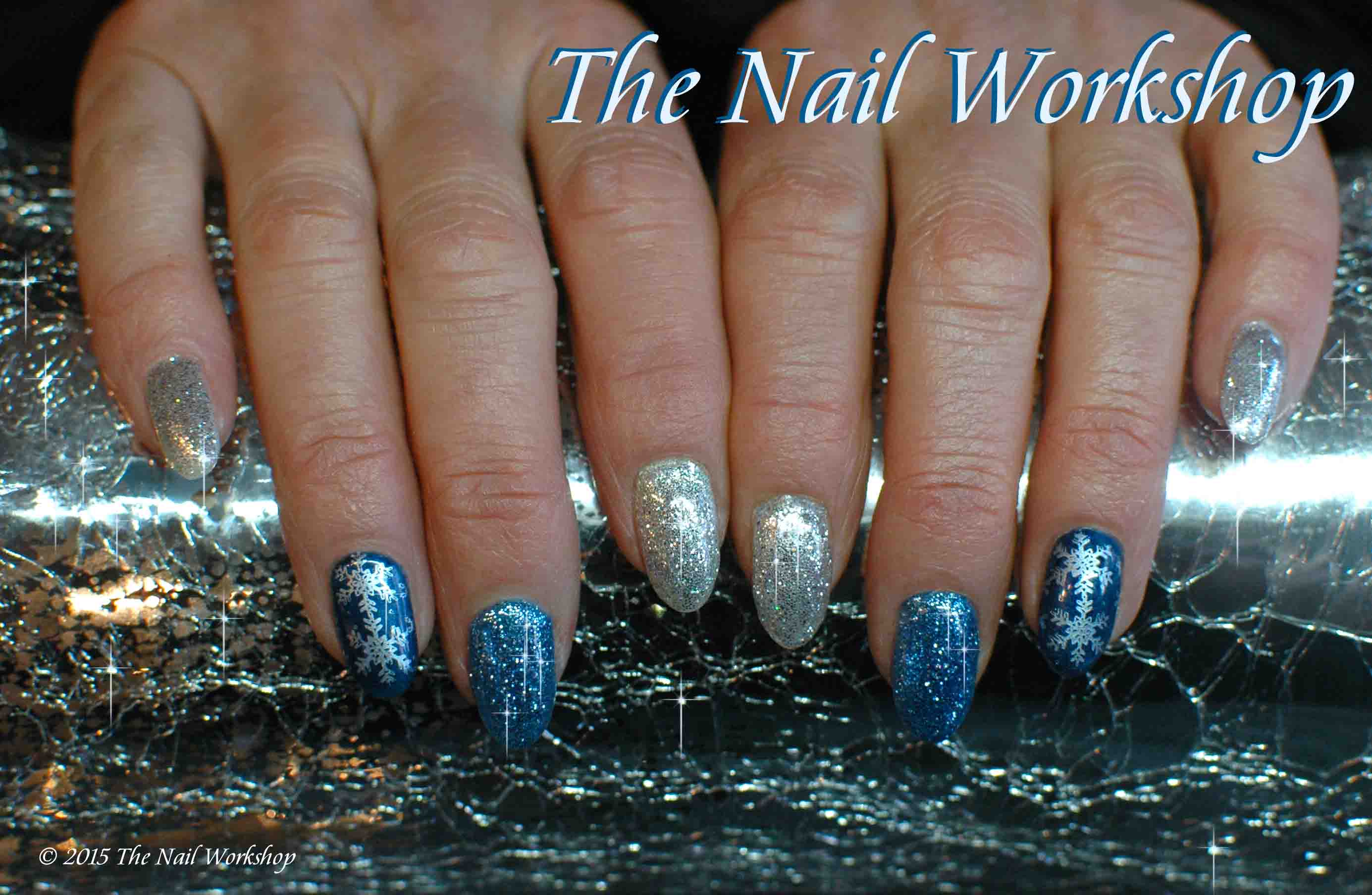 Gelish Magneto Blue and Silver with Glitter